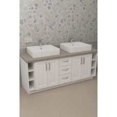 Мебель в ванную с тумбой с двумя раковинами, модель 7