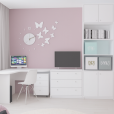 Мебель в детскую белая  со шкафом и кроватью, модель 3