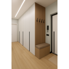 Белый шкаф в прихожую  с распашными дверями, модель 1