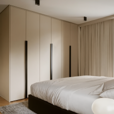 Шкаф бежевый для спальни с распашными дверями, модель 7 