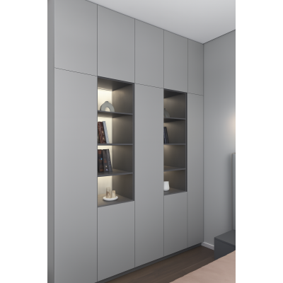 Современный серый шкаф для гостиной «Модель 12» с подсветкой — доступен в рассрочку в Витебске